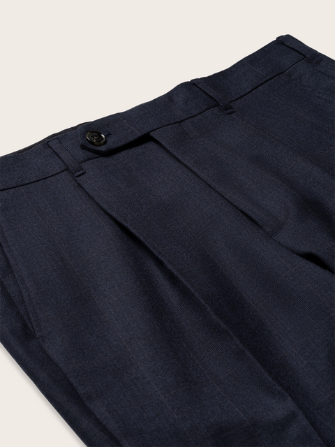 Navy Plaid Wool Suit