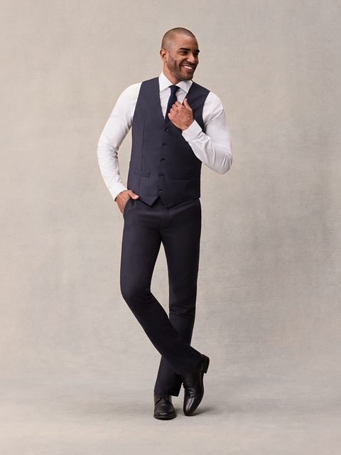 The Black Tux Navy Suit Vest In Blue | Size: Medium