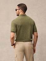 Olive Short-Sleeve Sweater Polo