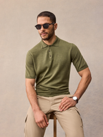 Olive Short-Sleeve Sweater Polo