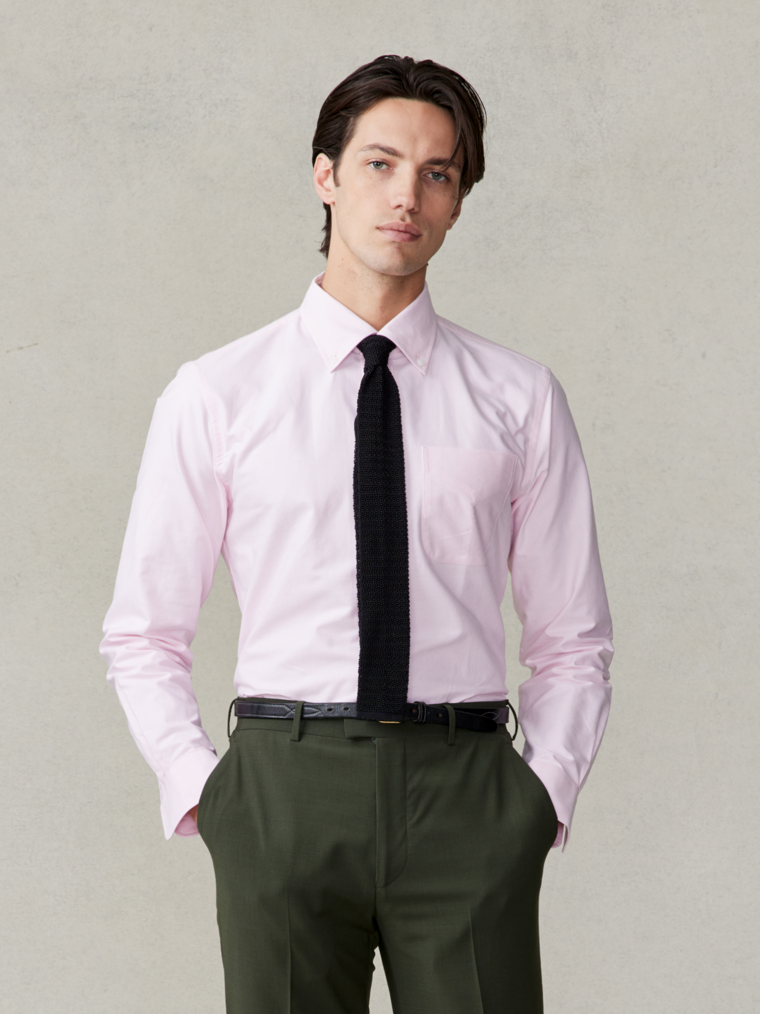light pink dress shirt with tie The Black Tux Oxford Shirt In Pink | Size: Medium