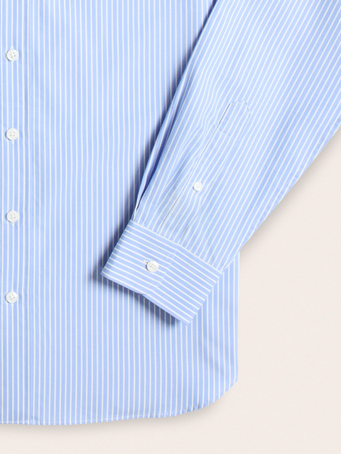 Wide Light Blue & White Stripe Dress Shirt