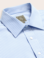 Wide Light Blue & White Stripe Dress Shirt