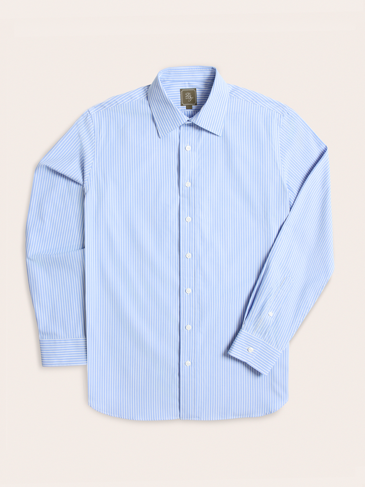 The Black Tux Wide Light & White Stripe Dress Shirt In Blue | Size: Medium