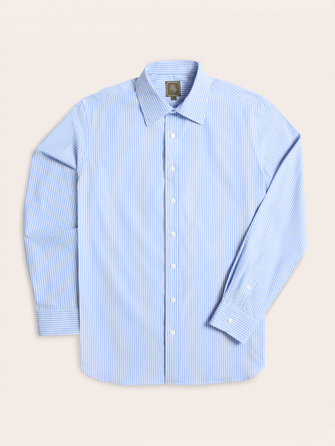 Wide Light Blue & White Stripe Dress Shirt