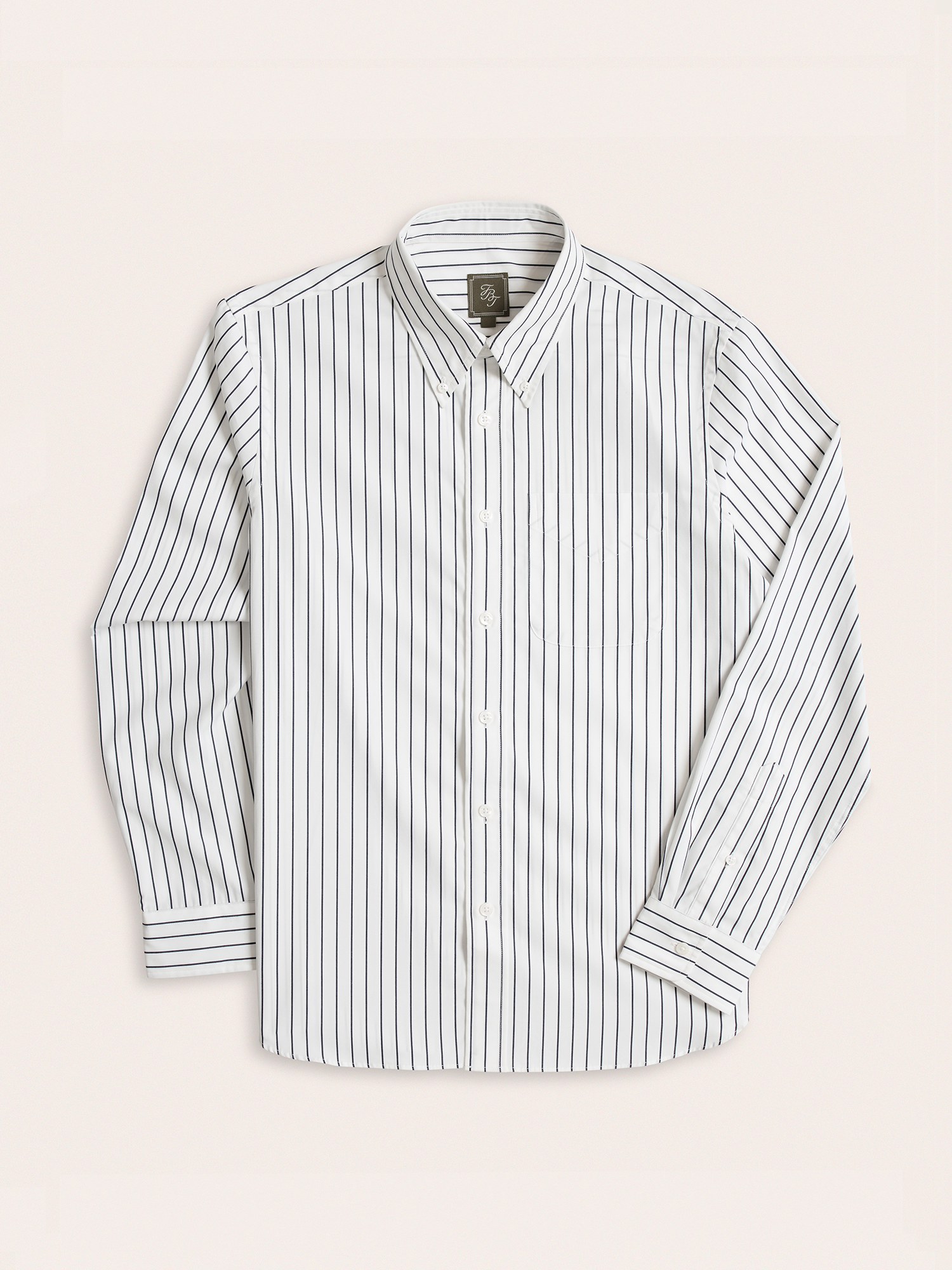 The Black Tux Navy Stripe Oxford Shirt In Blue | Size: Medium