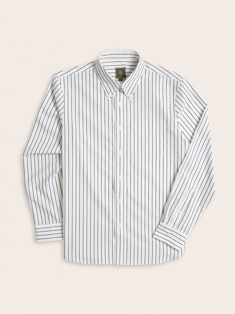 The Black Tux Navy Stripe Oxford Shirt In Blue | Size: Medium The Black Tux Navy Stripe Oxford Shirt In Blue | Size: Medium