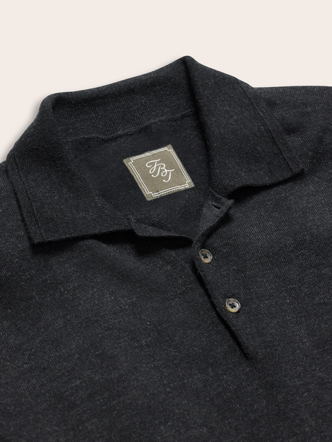 Black Short-Sleeve Sweater Polo