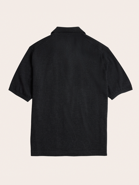 Black Short-Sleeve Sweater Polo