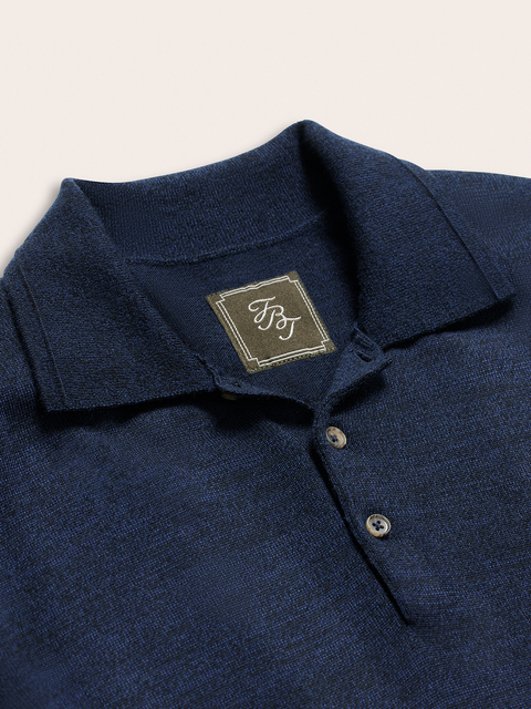 Navy Short-Sleeve Sweater Polo