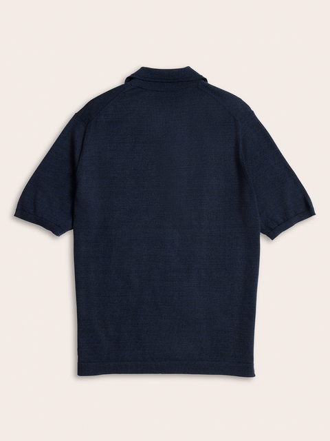 Navy Short-Sleeve Sweater Polo