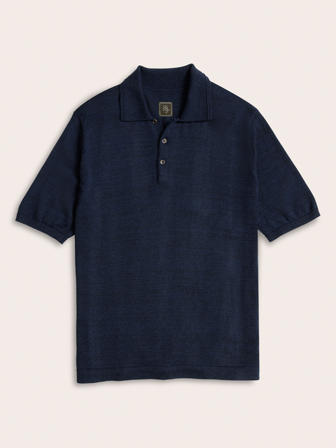 Navy Short-Sleeve Sweater Polo