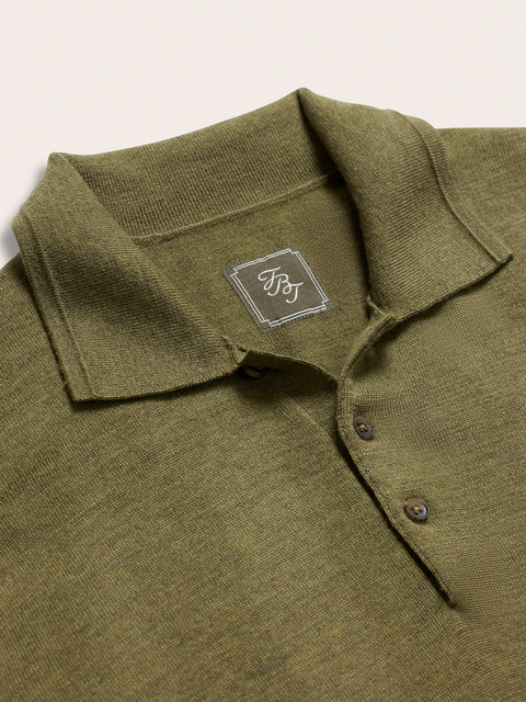 Olive Short-Sleeve Sweater Polo