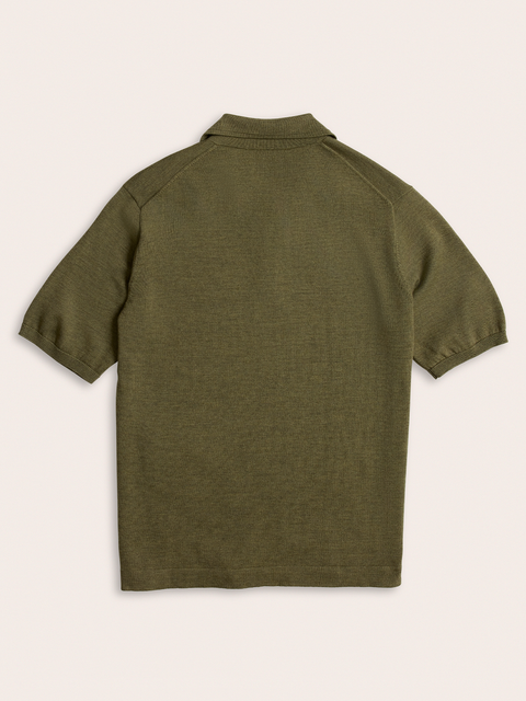 Olive Short-Sleeve Sweater Polo