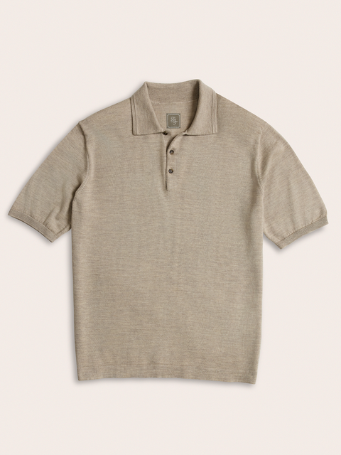 Oatmeal Short-Sleeve Sweater Polo