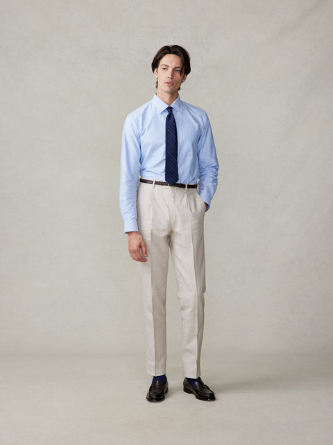 Mojave Tan Linen Pleated Pants - Slim