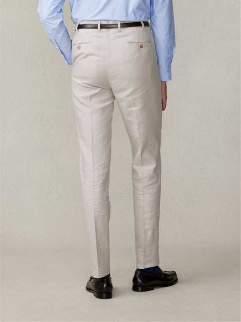 Mojave Tan Linen Pleated Pants - Slim