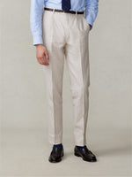 Mojave Tan Linen Pleated Pants - Slim
