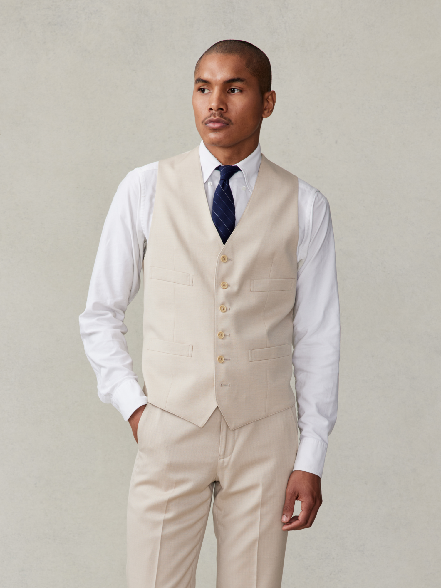 The Black Tux Tan Suit Vest In Brown | Size: Medium