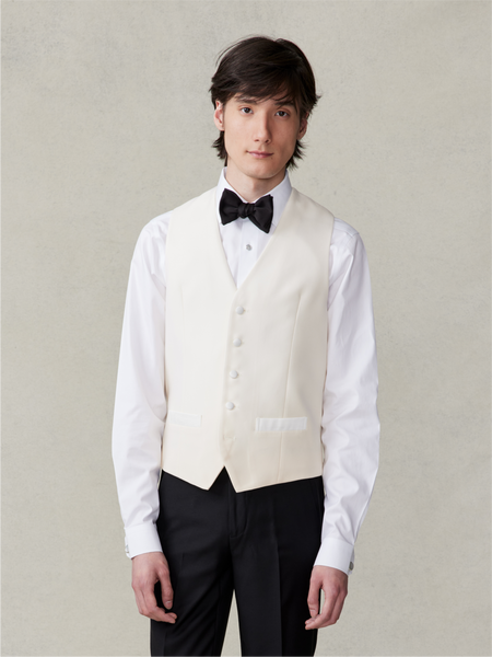 ivory waistcoat and tie