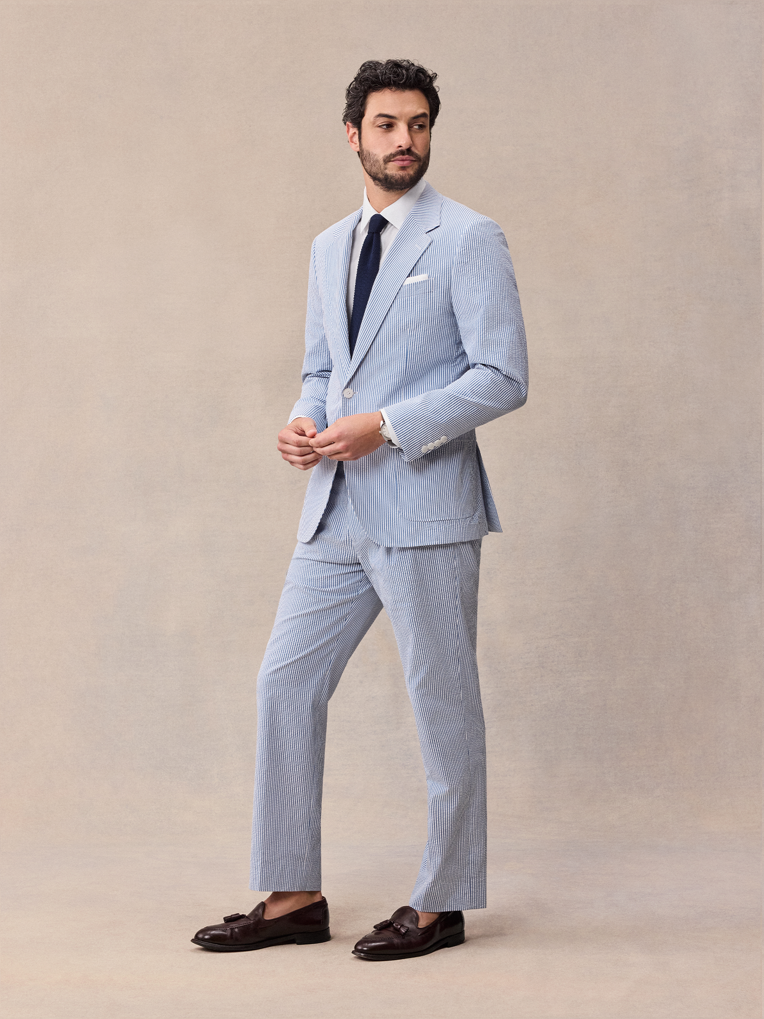 Blue & White Seersucker Suit