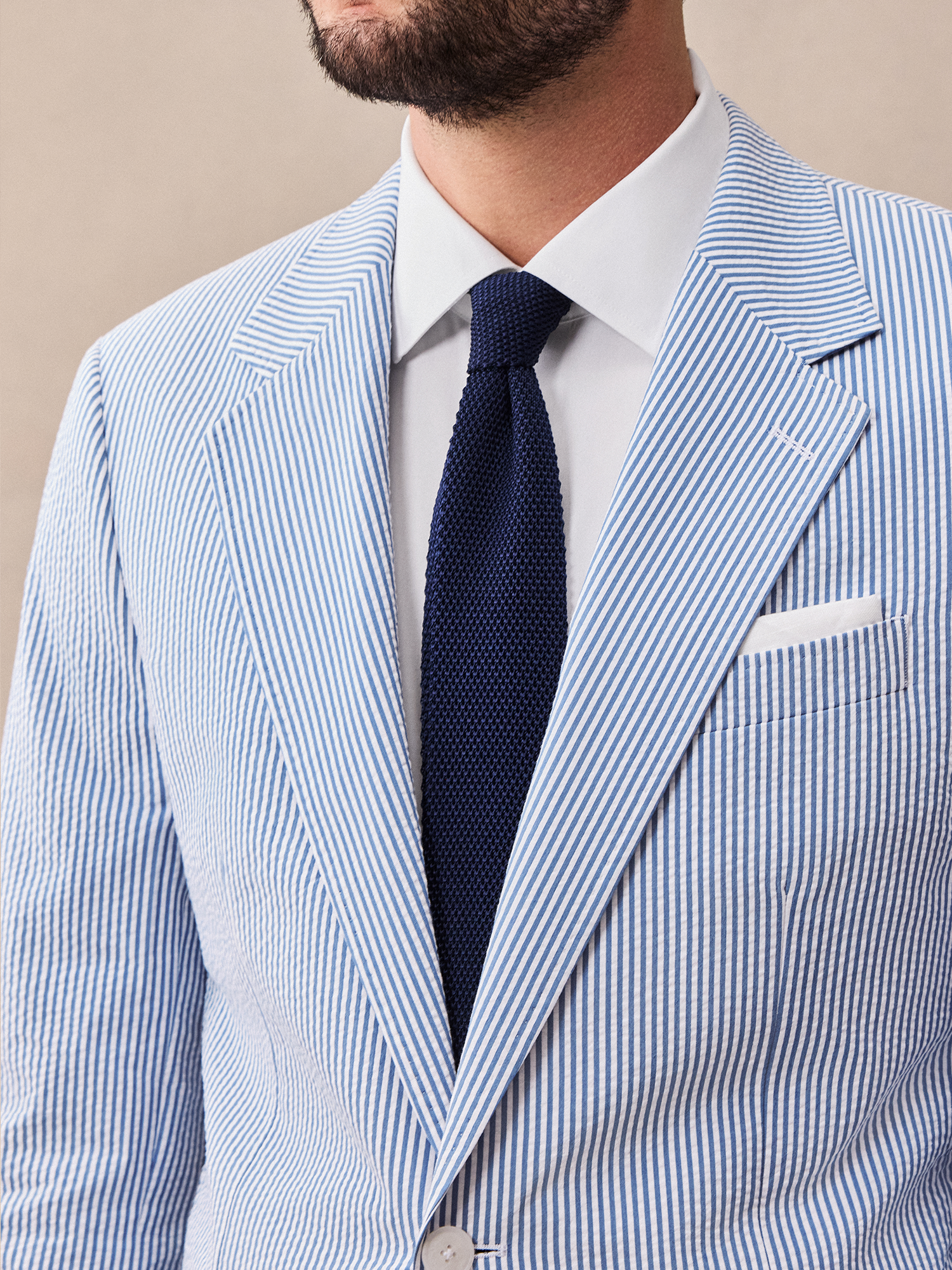Blue & White Seersucker Suit Jacket