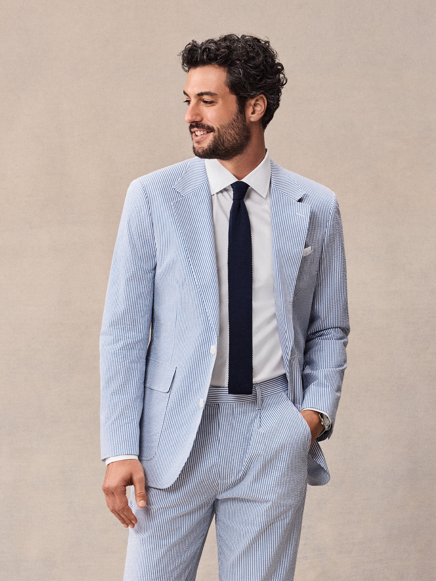 Blue & White Seersucker Suit | The Black Tux