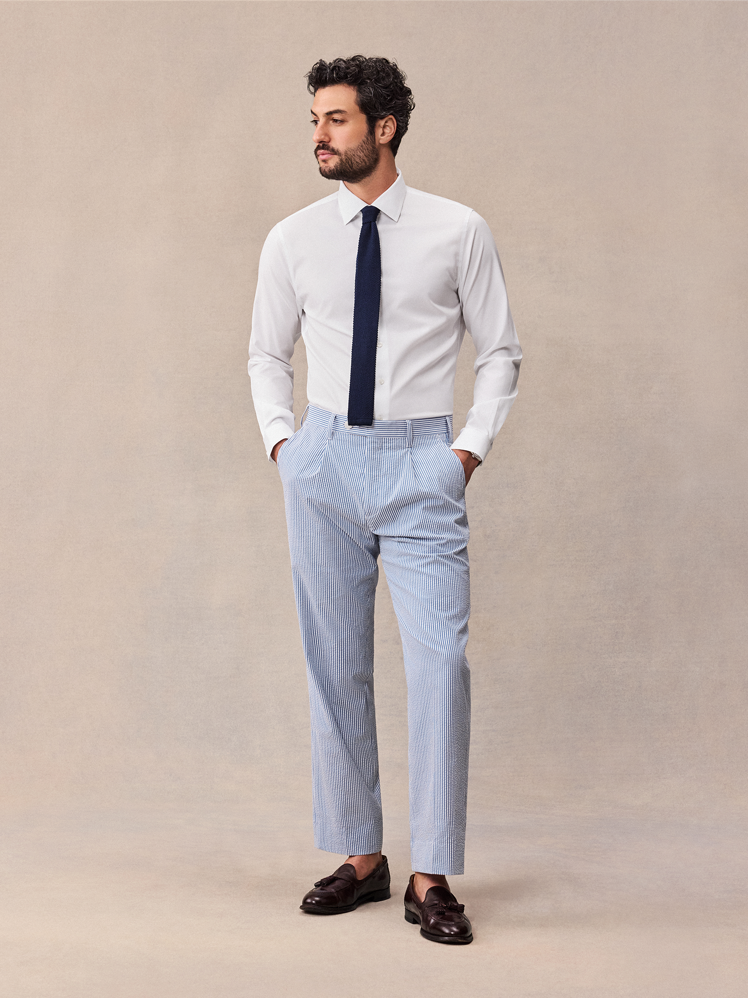 THE Black TUX & White Seersucker Suit Pants-Regular In Blue | Size: 36/32