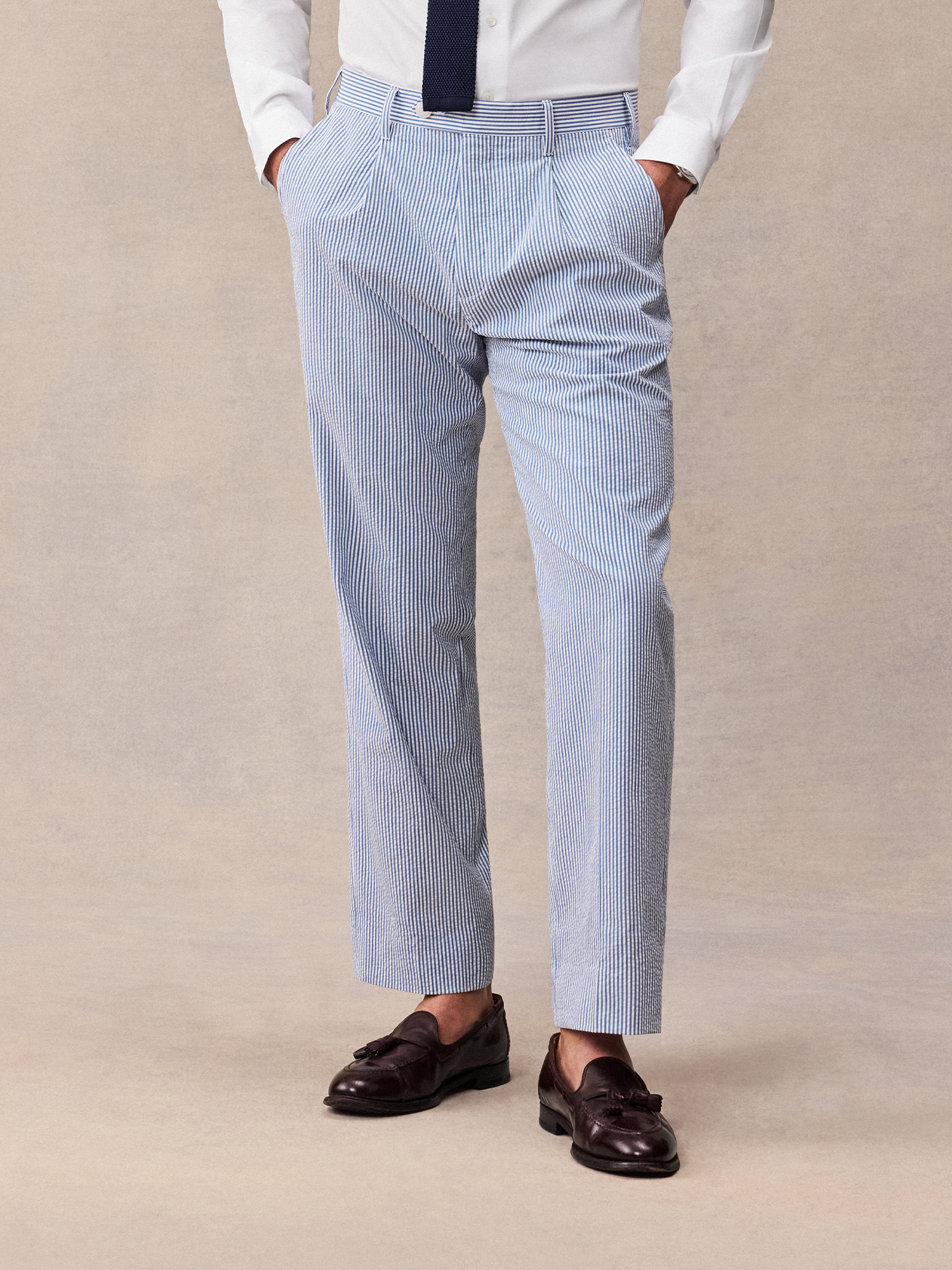 THE Black TUX & White Seersucker Suit Pants-Regular In Blue | Size: 36/32