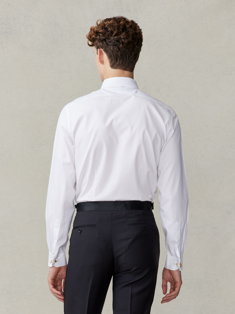 The Black Tux Stretch Cotton Dress Shirt-Classic In White