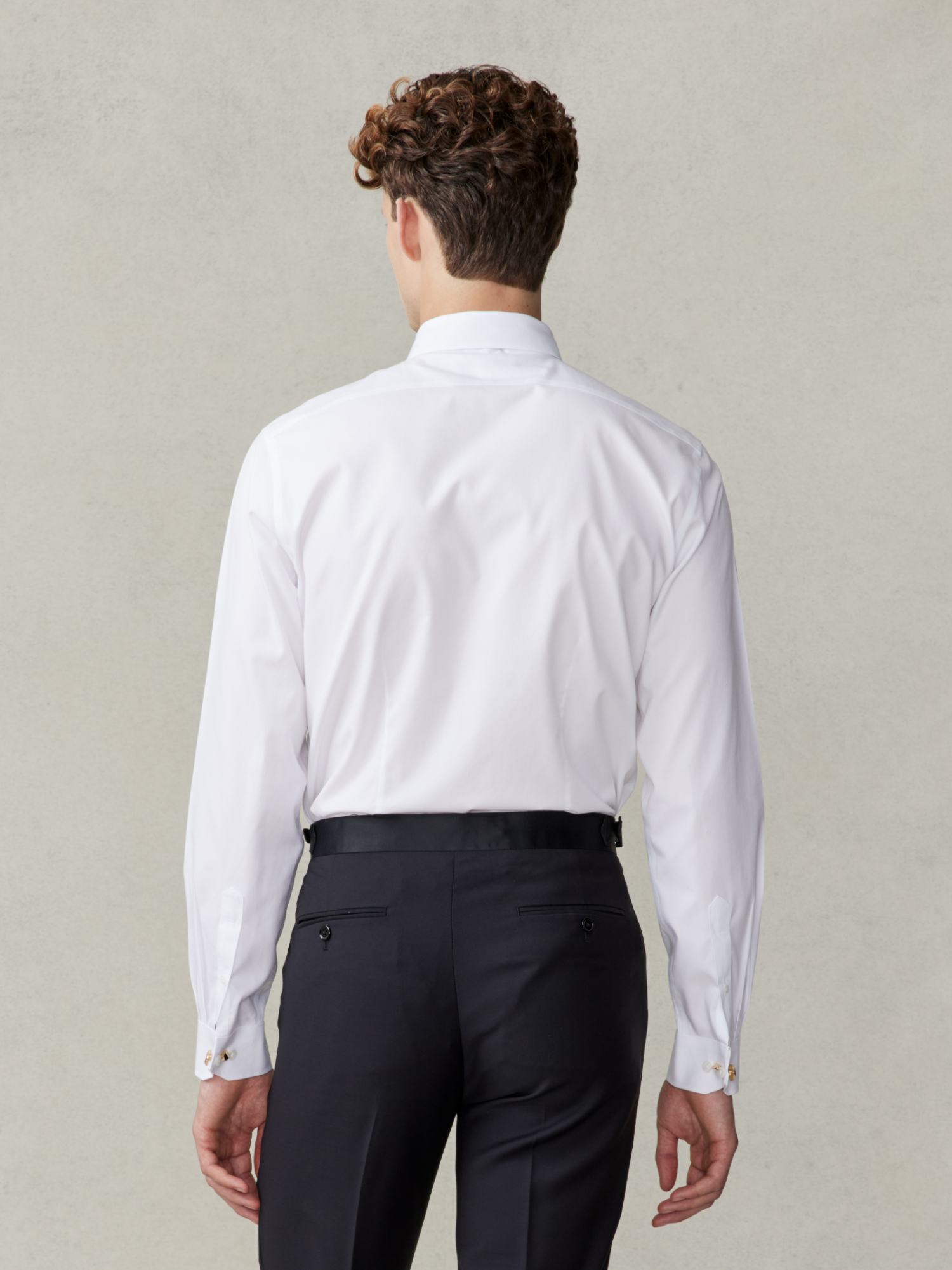 White Stretch Cotton Dress Shirt - Slim