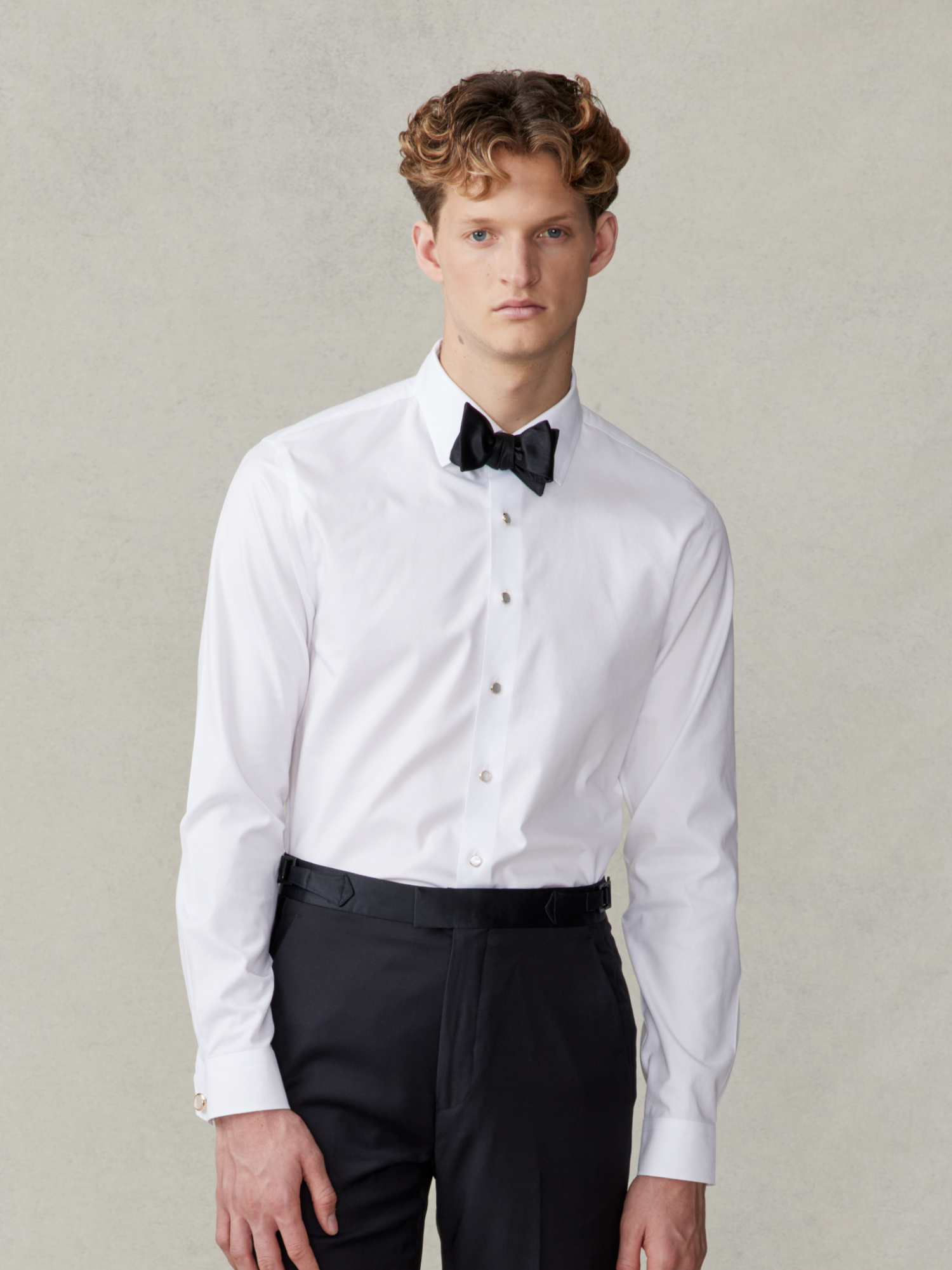 White Stretch Cotton Dress Shirt - Slim