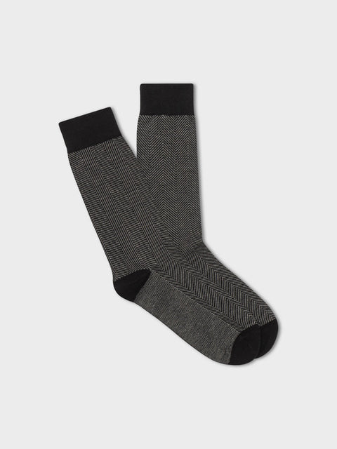 Black Herringbone Dress Sock