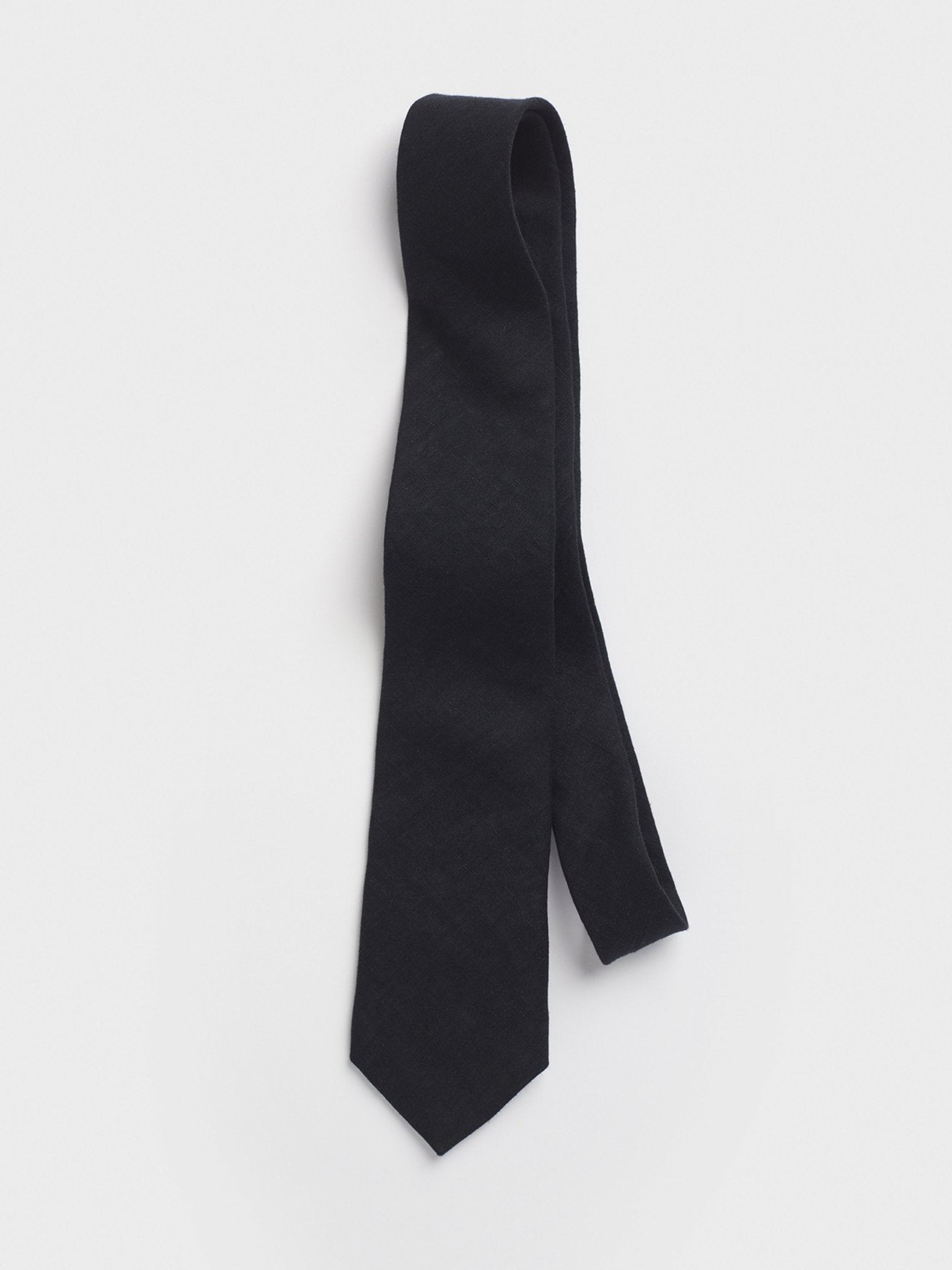Black Linen Necktie - The Black Tux