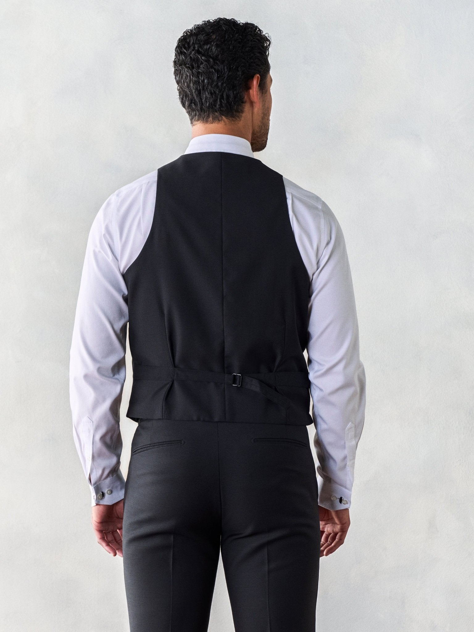 Black Low Cut Tuxedo Vest Home Try - On - The Black Tux