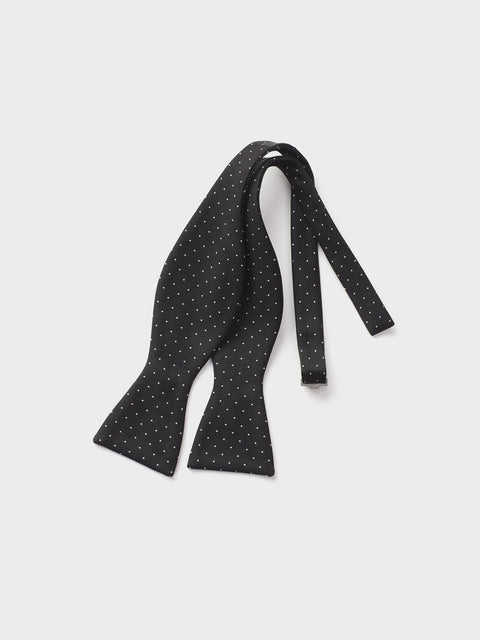 Black Pindot Silk Bow Tie