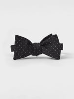 Black Pindot Silk Bow Tie - The Black Tux