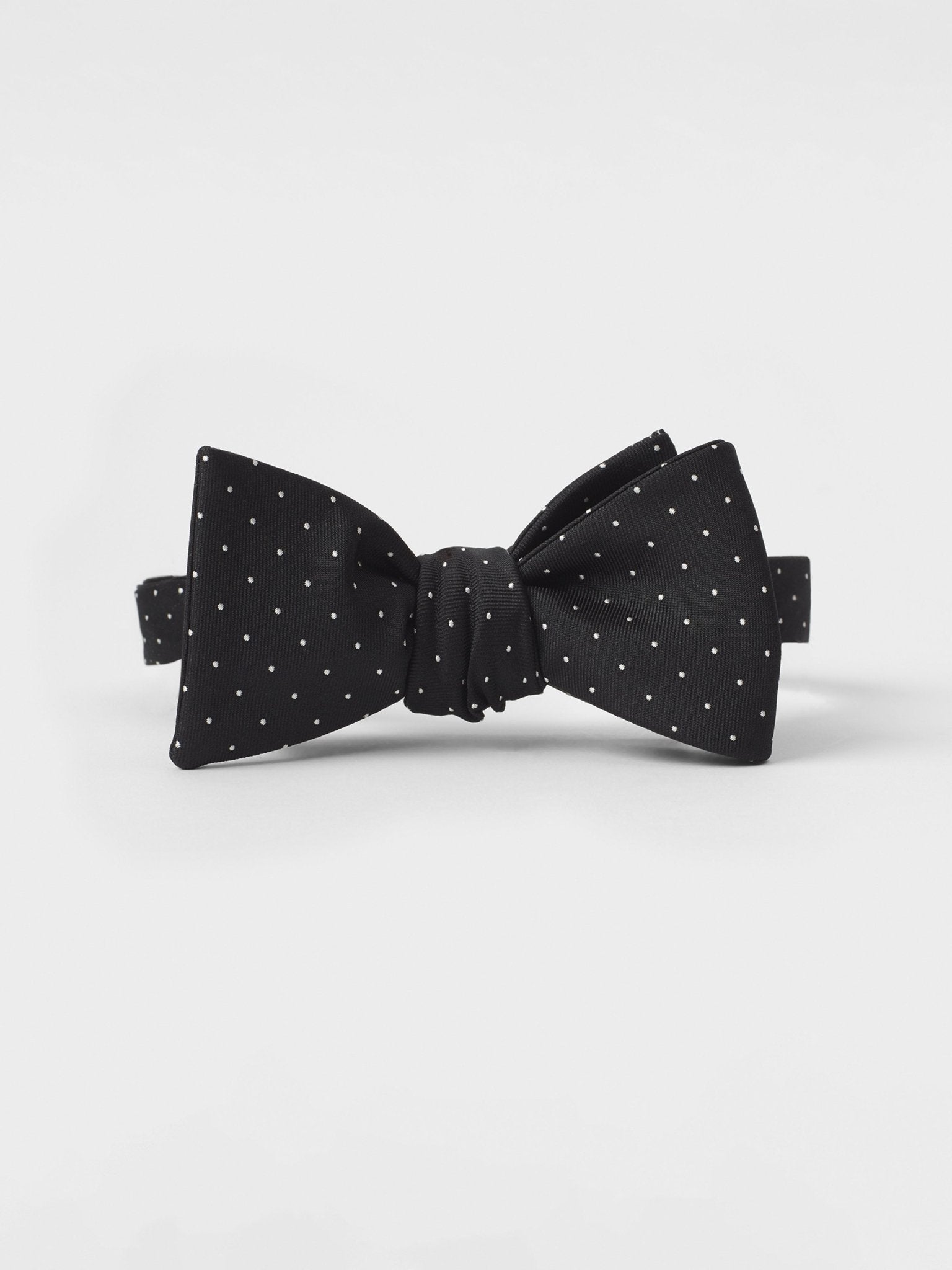 Black Pindot Silk Bow Tie - The Black Tux