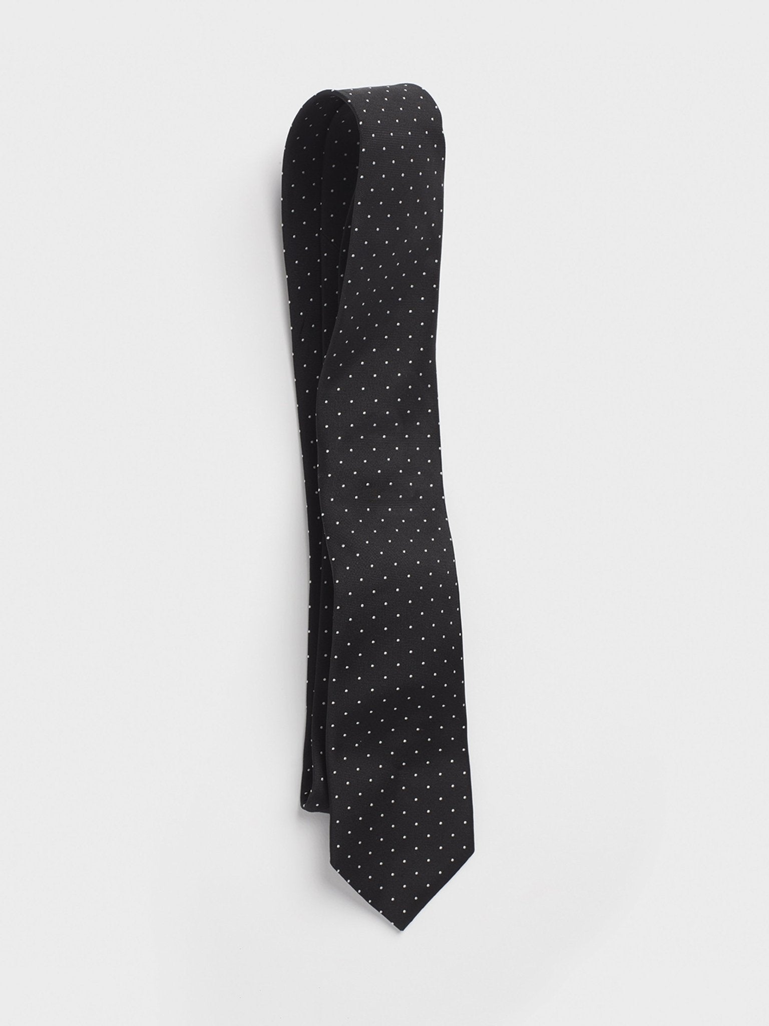 Black Pindot Silk Necktie - The Black Tux