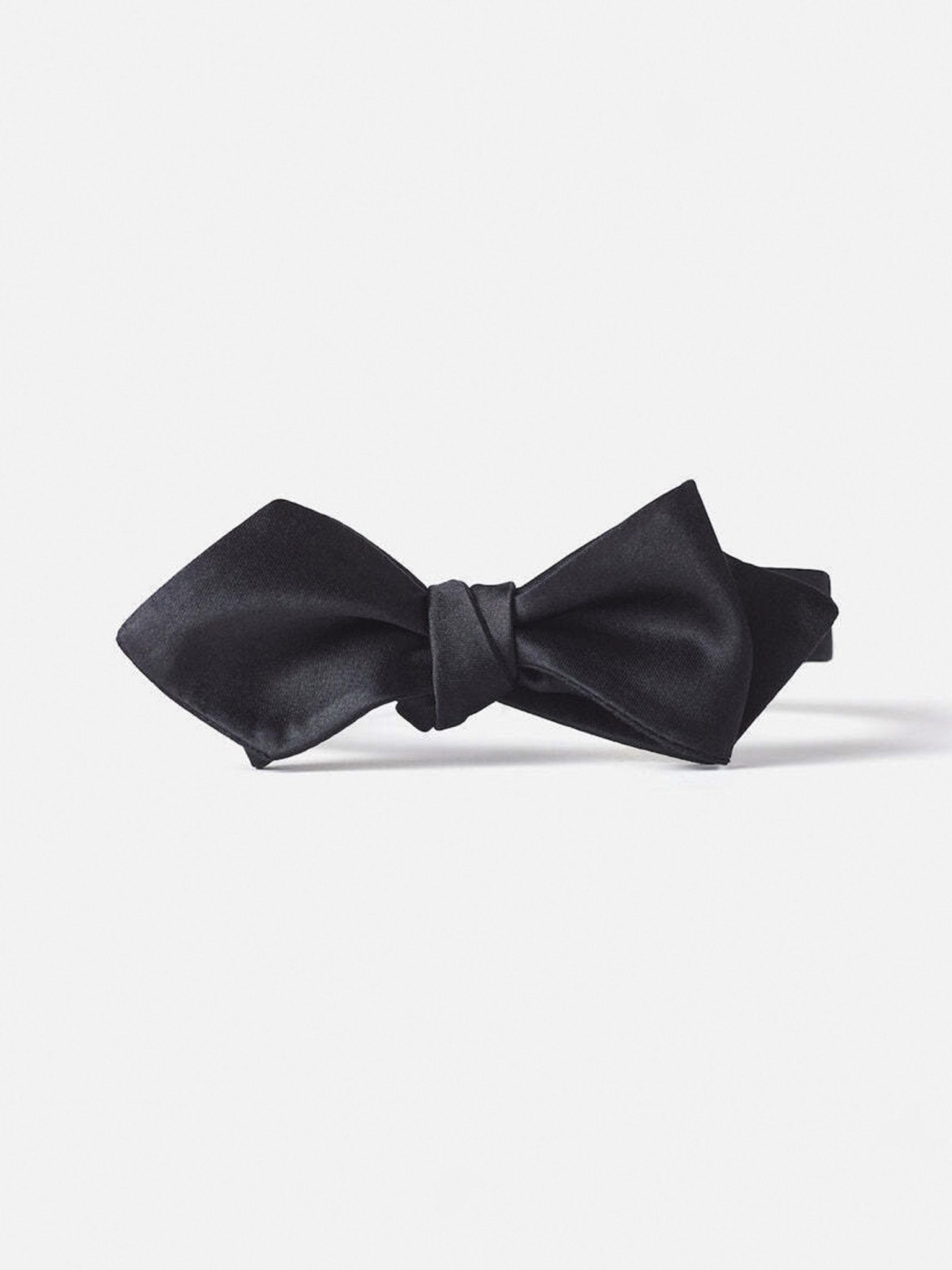 Tuxedo Park Black Satin Pre-Tied Tuxedo Bow Tie – Made In USA, Adjustable Band (Fits Up To 23" Neck)