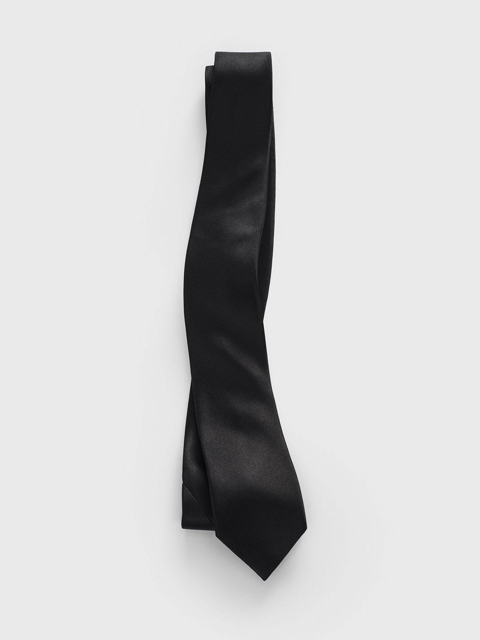 Wedding Necktie in Black Satin | The Black Tux