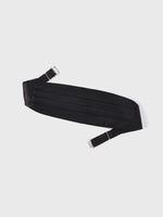 Black formal waistcoat with adjustable straps on both ends.