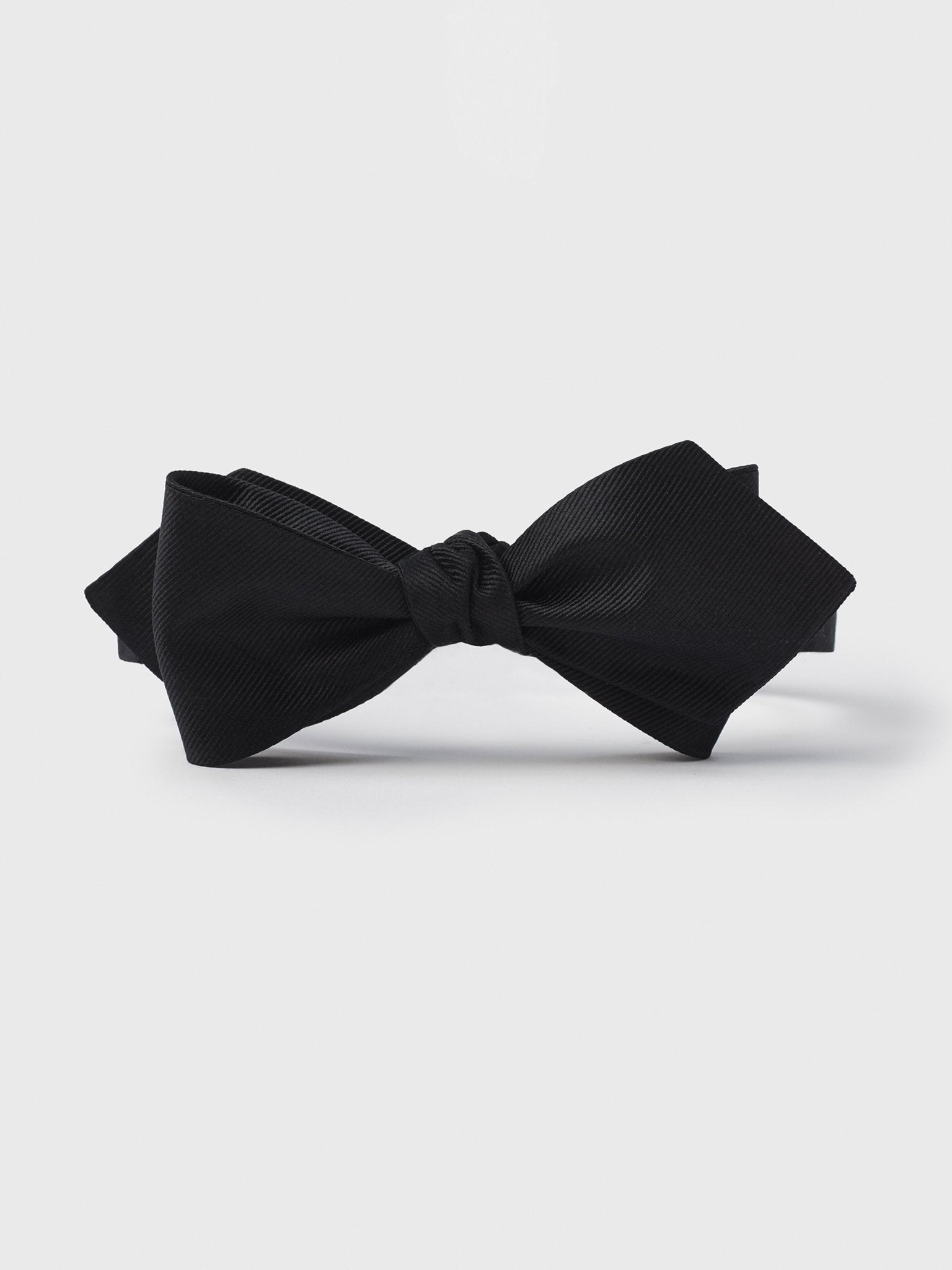 Black Silk Twill Diamond Bow Tie - The Black Tux