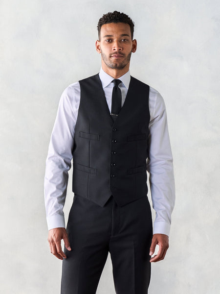 The Black Tux Suit Vest In Black | Size: Small | Merino Wool