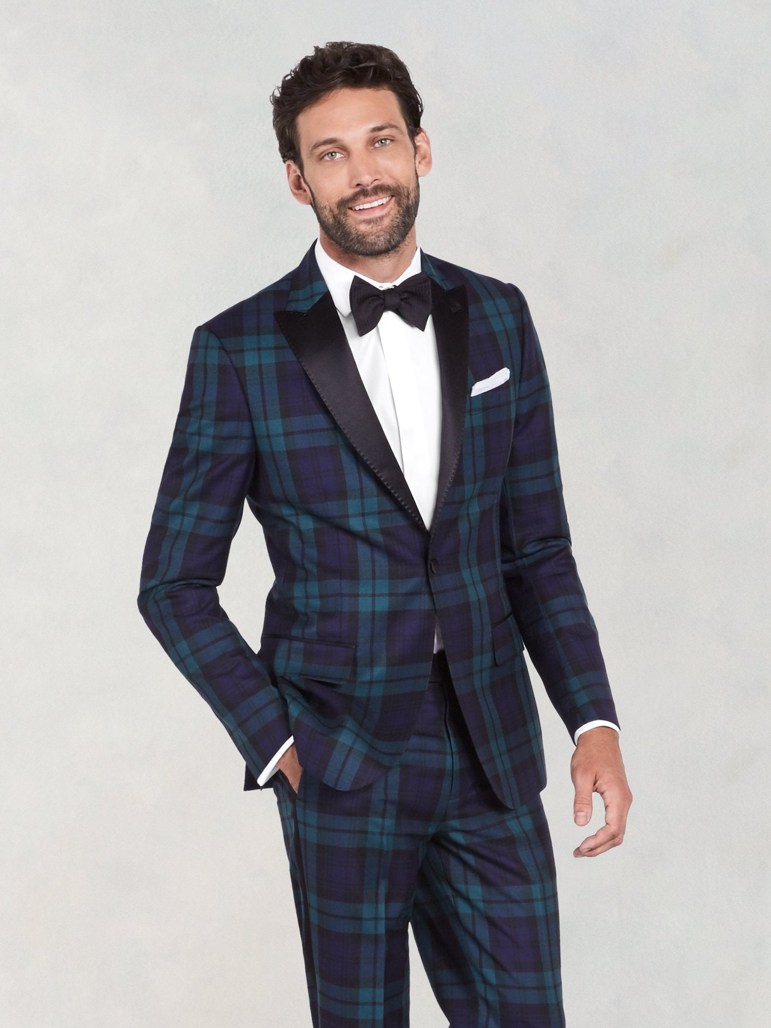 Groom Attire: Black Watch Tartan Peak Lapel Jacket | The Black Tux Groom Attire: Black Watch Tartan Peak Lapel Jacket | The Black Tux