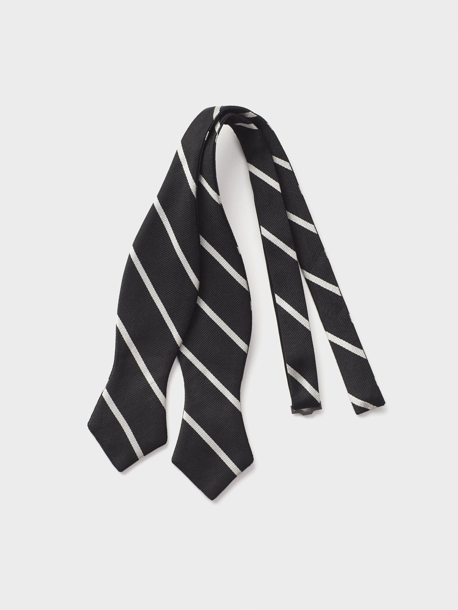 Black & White Silk Repp Bow Tie - The Black Tux