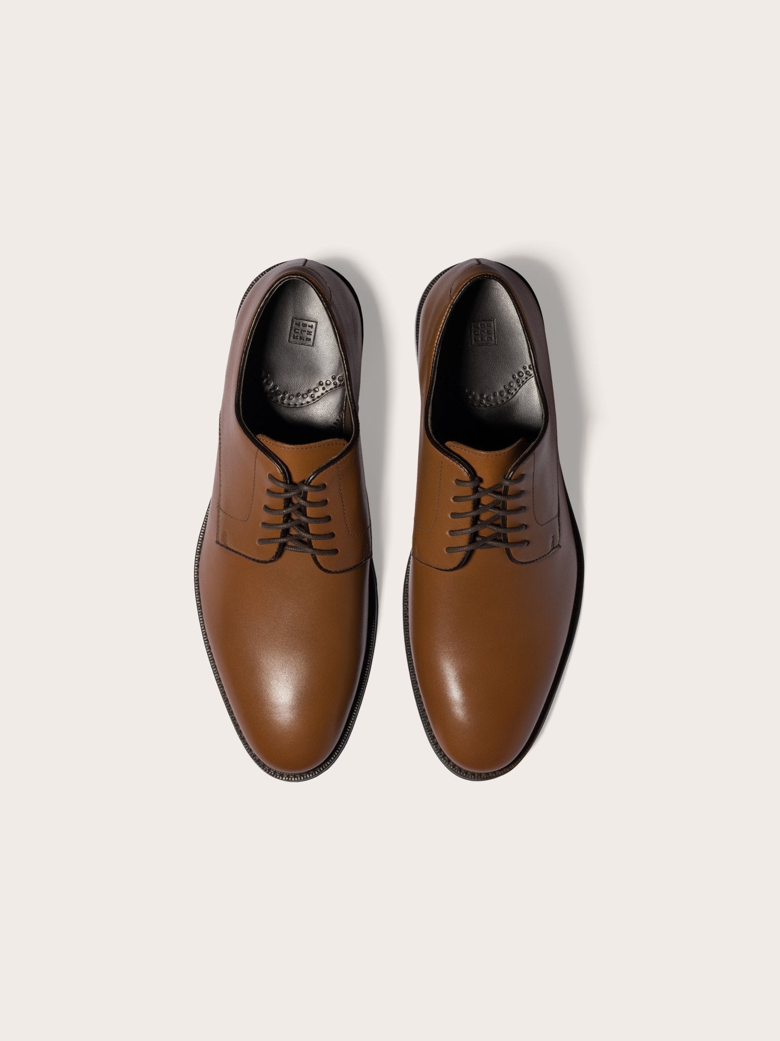 The Black Tux Leather Shoes In Brown