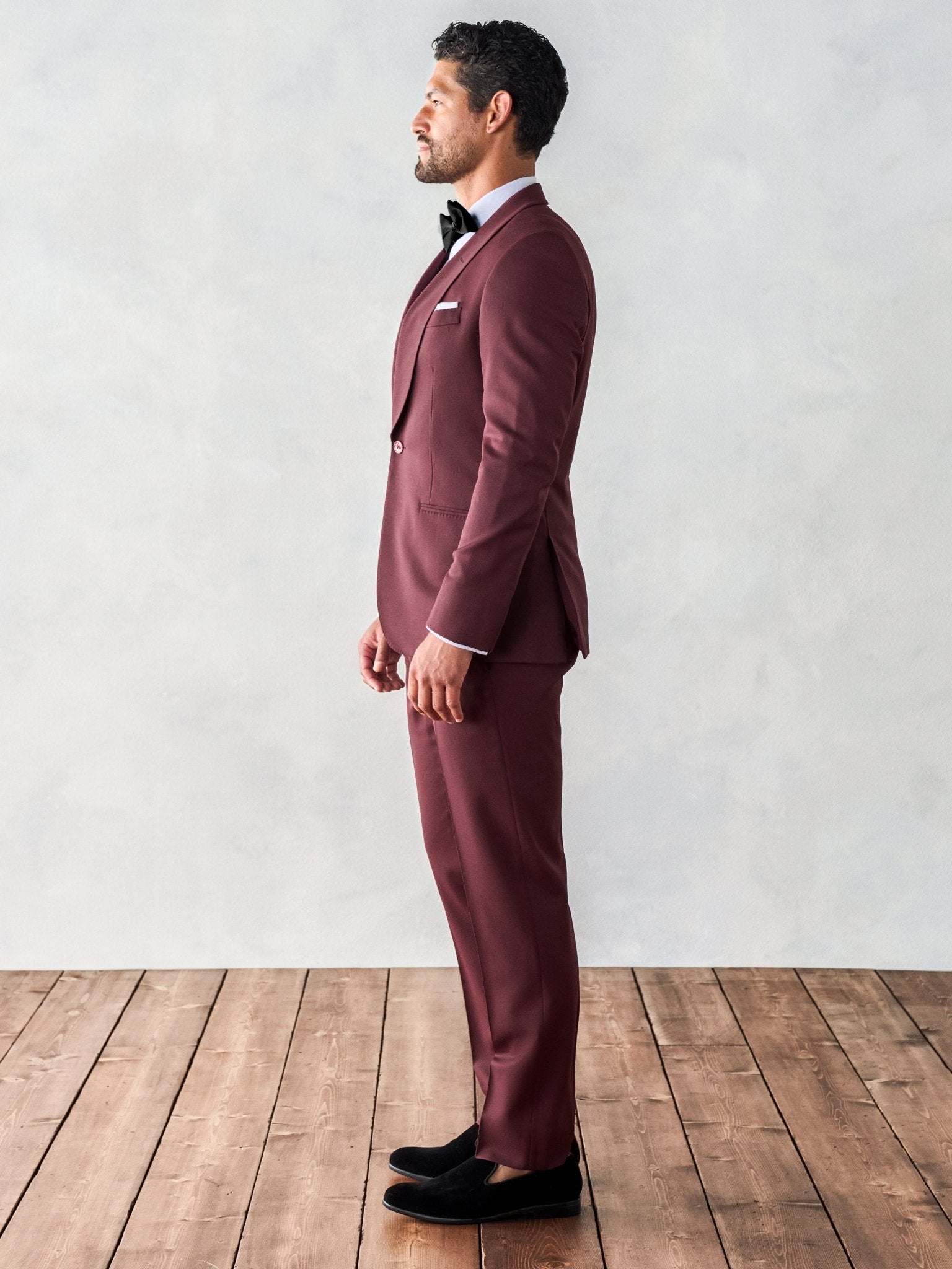 Burgundy Shawl Tuxedo Home Try - On - The Black Tux