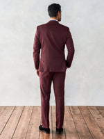 Burgundy Twill Shawl Tuxedo Jacket Home Try - On - The Black Tux