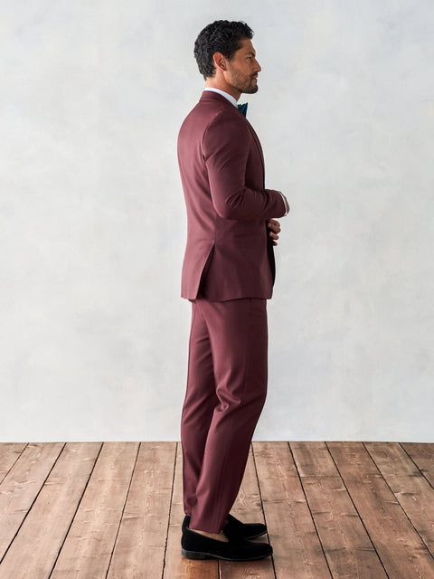 Burgundy Twill Shawl Tuxedo Jacket